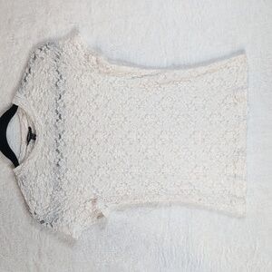 395-Nwot Aqua White Lace Top